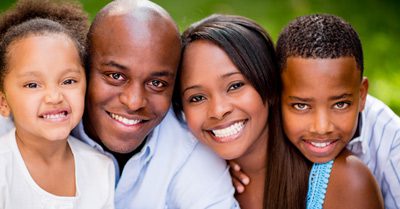 African American young couple with boy and girl
